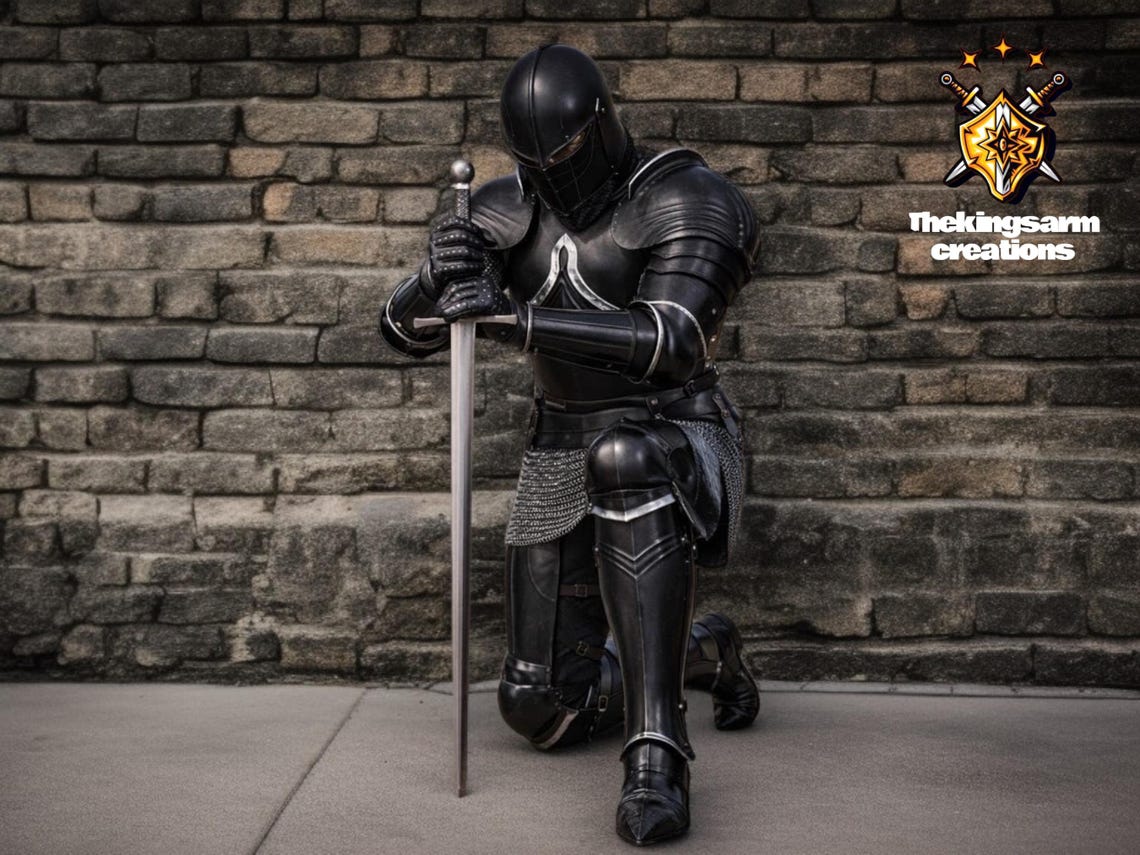 Medieval Knight Full Body Armor Suit – Black Gothic Warrior Plate Armor ...