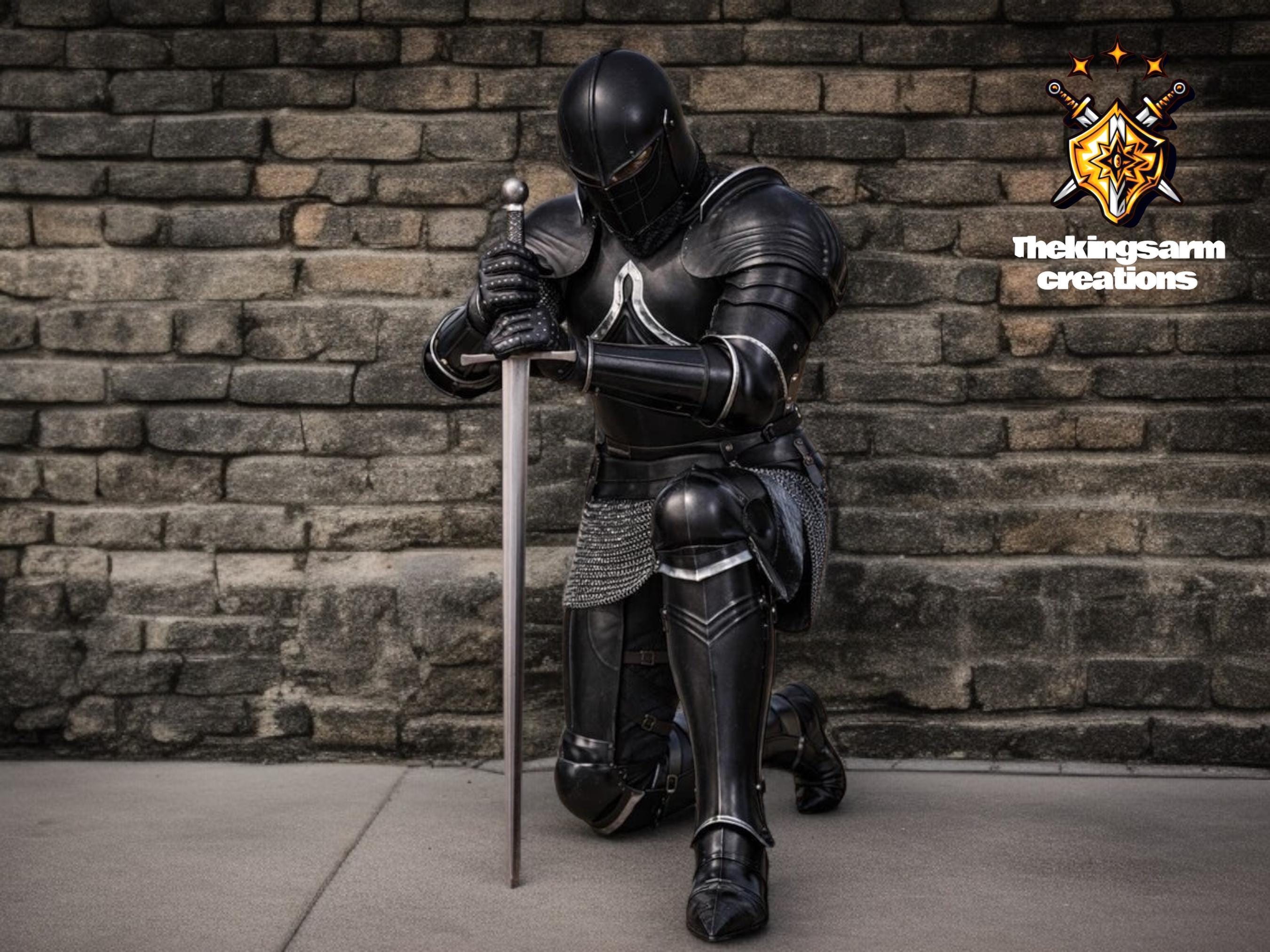 Medieval Knight Full Body Armor Suit – Black Gothic Warrior Plate Armor ...