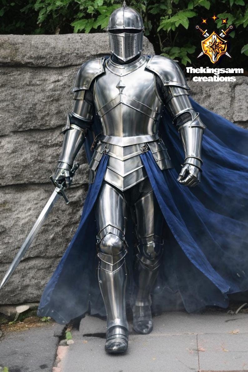 Medieval Full Plate Knight Armor Suit With Helmet – Wearable Steel ...