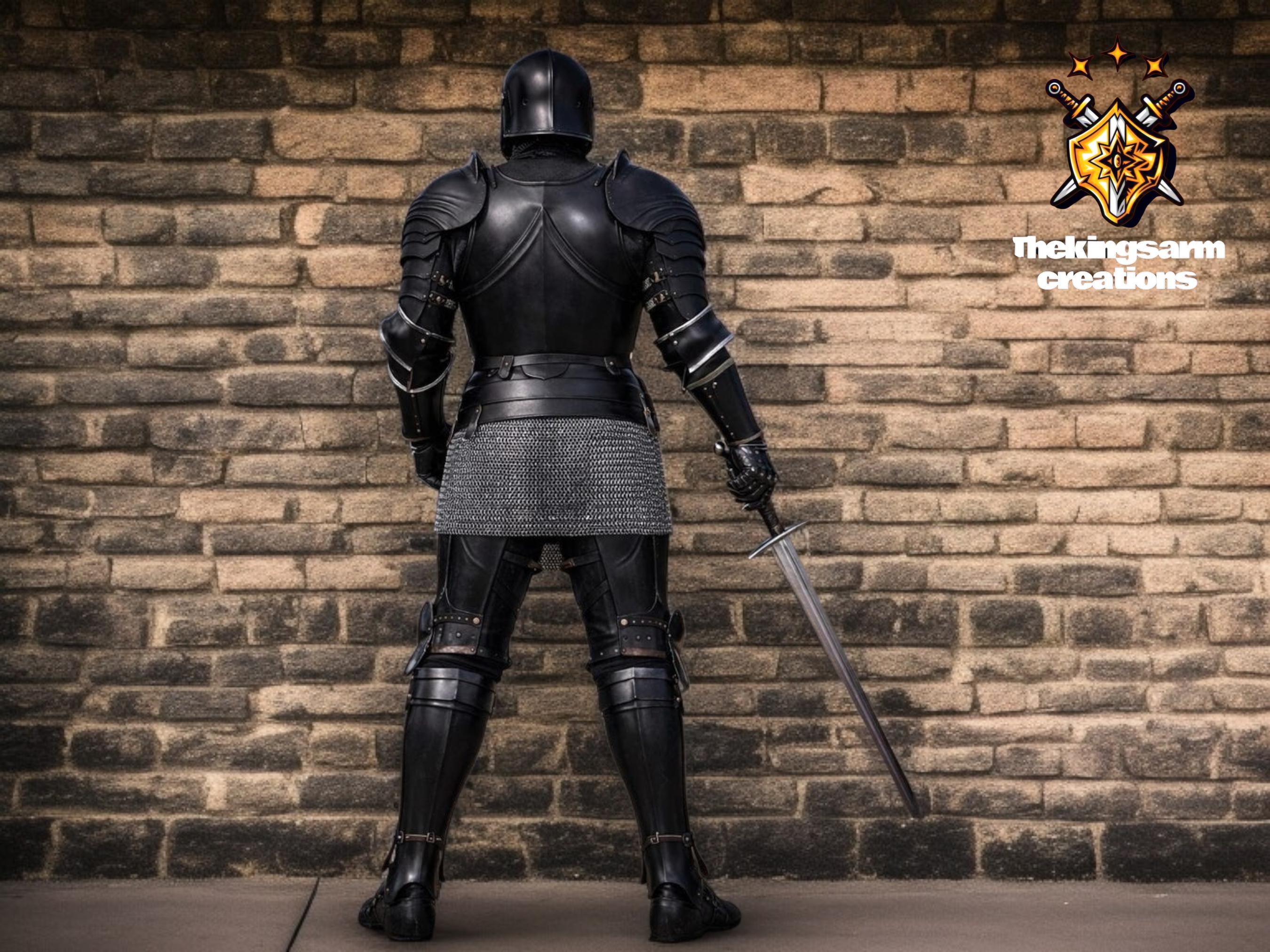 Medieval Knight Full Body Armor Suit – Black Gothic Warrior Plate Armor ...