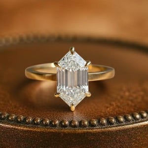 Anillo de compromiso artesanal con moissanita marquesa holandesa de 3 quilates, anillo minimalista de declaración