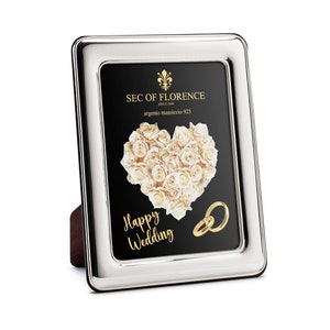 12&quot; x 8” in Hallmarked Solid Sterling Silver 925 Photo Picture Frame with Mahogany back for Wedding day, Gift wedding dayt 7304/20x30*HW*CB