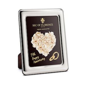 12”x 8” inches Handmade 925 Sterling Silver Photo Picture Frame 7304 20X30 H25 CB GB new for 25th Wedding Anniversary