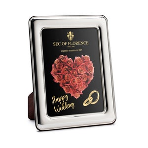 8”x 6” inches Hallmarked Solid Sterling Silver 925 Photo Picture Frame with Mahogany back for Wedding day, Gift wedding day 7305/15x20HW*CR