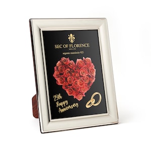 8”x 6” inches Handmade 925 Sterling Silver Photo Picture Frame 7305 15x20 H25 CR GB new for 25th Wedding  Anniversary
