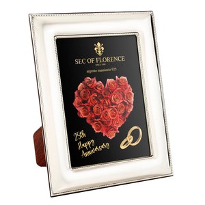8”x 6” inches Handmade 925 Sterling Silver Photo Picture Frame 7185 15x20 H25 CR GB new for 25th Wedding  Anniversary