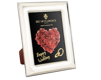 8x6” inc Hallmarked Sterling Silver Picture Frame, Mahogany Back, Wedding Gift 7185/15x20HW*CR