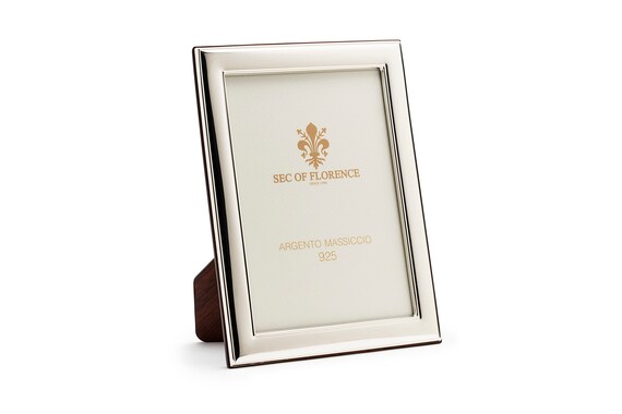 SEC OF FLORENCE Cornice Portafoto 10x15 In Argento Massiccio 925 Con Retro In Mogano - Made In Italy - 3