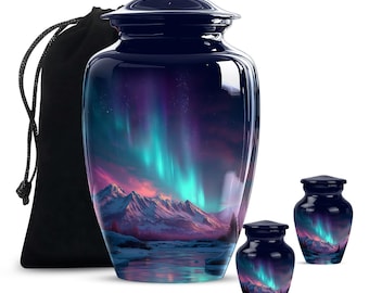 Aurora Borealis Cremation Urn for Human Ashes adult male - Personalized urn for ashes - handmade urns for adult male dad - decorative urns
