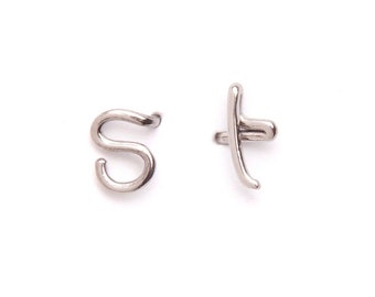 Custom made silver earrings, Titanium initial letters, jewelry lovers gift monogrammed