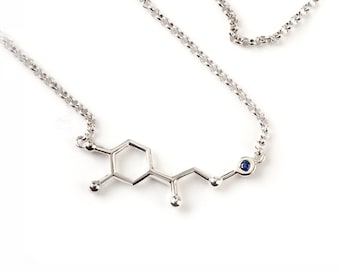 Adrenaline necklace Silver, precious stone jewelry, geek gift necklace scientist