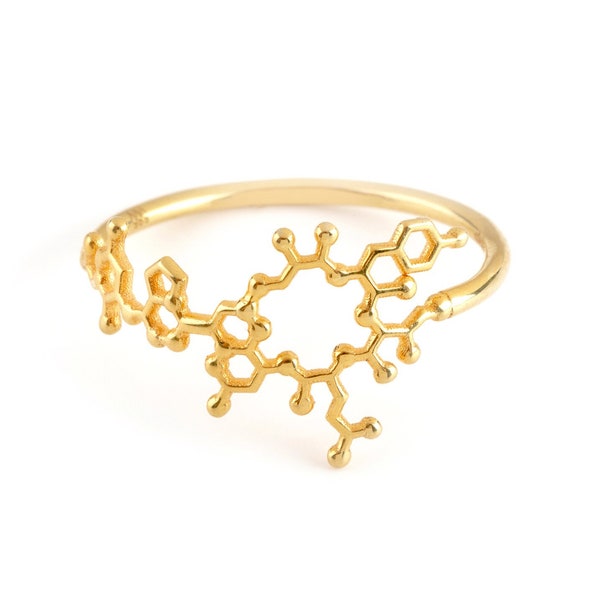 Oxytocin massiv Gold Ring, Molekül Schmuck, Ring Hormon