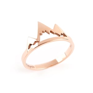 Mountain ring Solid Gold, nature jewelry outdoors lover, mountain tops ring chic