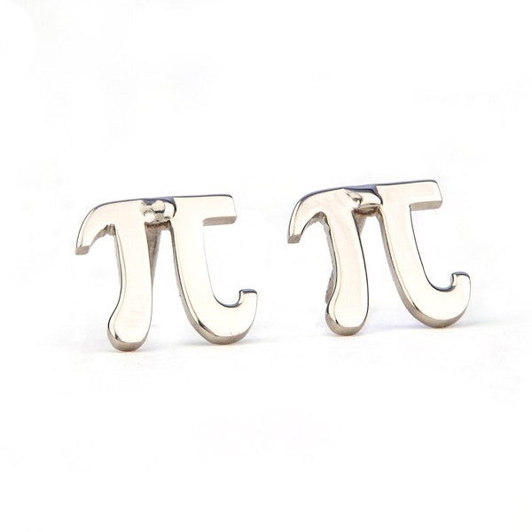 Pi titanium earrings, mathematician studs tiny, Greek letter jewelry math