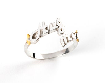 Hug Me ring midi, solid Gold hearts romantic ring, Silver jewelry lover gift