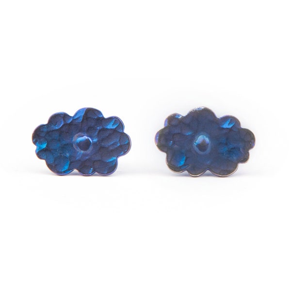 Cloud earrings Titanium, weather jewelry gift for her, colorful cloud studs