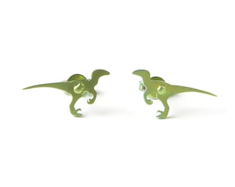 Velociraptor stud earrings, dinosaur jewelry Titanium, stud animal earrings