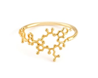 Oxytocin Solid Gold ring, molecule jewelry, biology ring hormone