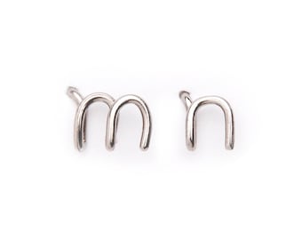 Custom initial Letter studs, personalized earrings Titanium, man earrings small