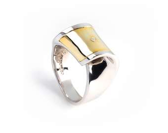 Twist ring Sterling Silver, solid Gold jewelry avant garde, modern jewelry statement
