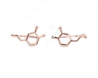 Dopamine Solid Gold earrings, molecule jewelry happiness hormone, contemporary jewelry trendy