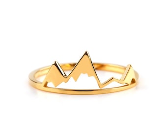 Gold Mountain ring, wild nature jewelry, golden mountain tops