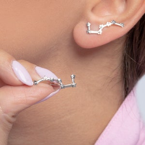 Constellation earrings Gold solid, Big Dipper ear climbers, star jewelry celestial image 5