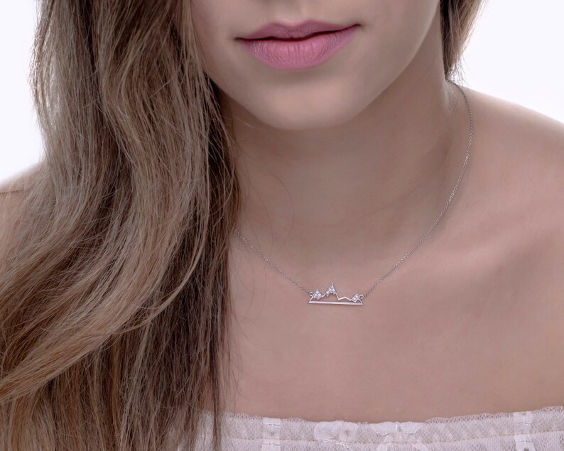 White Diamonds Mountain necklace White GOLD Mountain jewelry Etsy