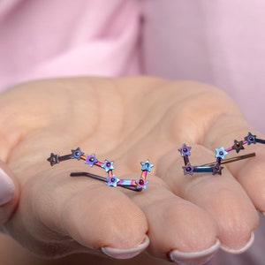 Big Dipper ear climbers, earrings constellation stars, titanium jewelry galaxy image 3