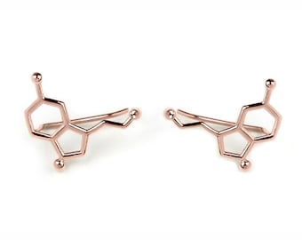 Serotonin earring chemistry, solid Gold jewelry science, climber earring comfortable