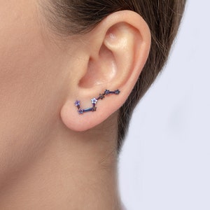 Big Dipper ear climbers, earrings constellation stars, titanium jewelry galaxy image 7