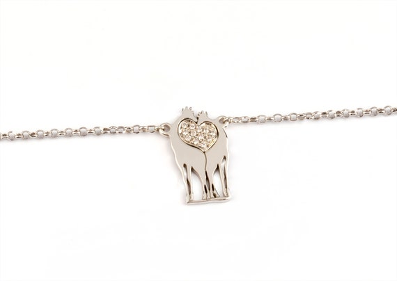 Gemstone Giraffe Necklace Solid Gold 