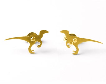 Dinosaur stud earrings Titanium, velociraptor earrings kawaii, prehistoric animal jewelry