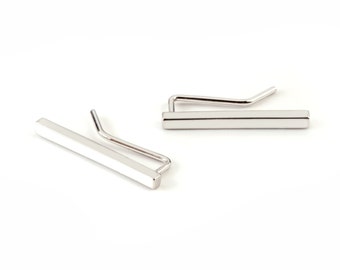 Silver Geometric earrings, contemporary jewelry modern, 925 ear climber chic
