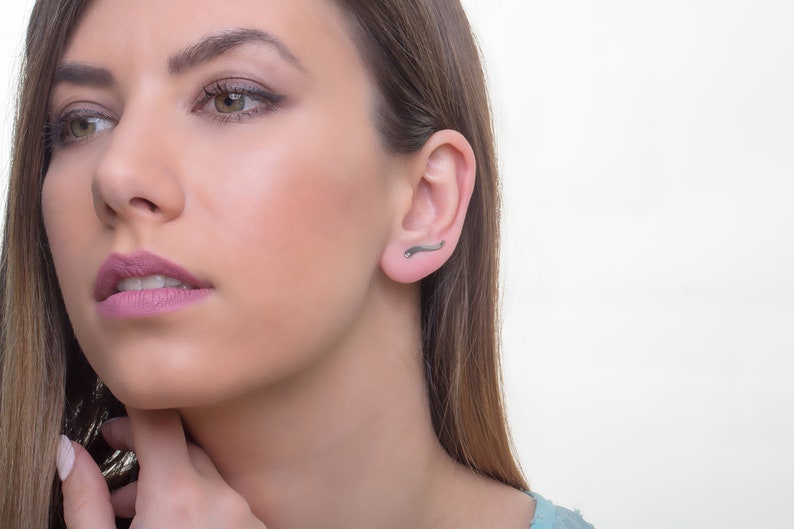 Nickel Free Ear Crawler Silver Jewelry Shiny Titanium Etsy