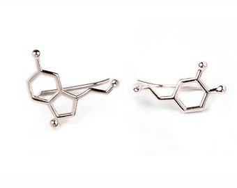 Pendientes de dopamina Serotonina, Molécula de joyería de plata, pendientes de combinación cómodos