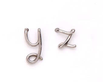 Wire wrapped jewelry, cursive initials Titanium, silver earrings personalized gift