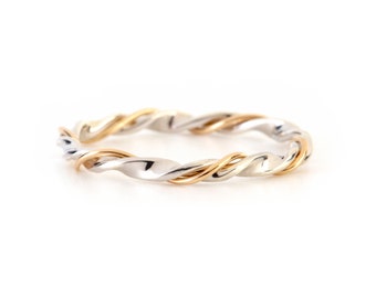 Gedrehter Drahtring, Verlobungsring aus massivem Gold, drahtumwickelter Schmuck elegant