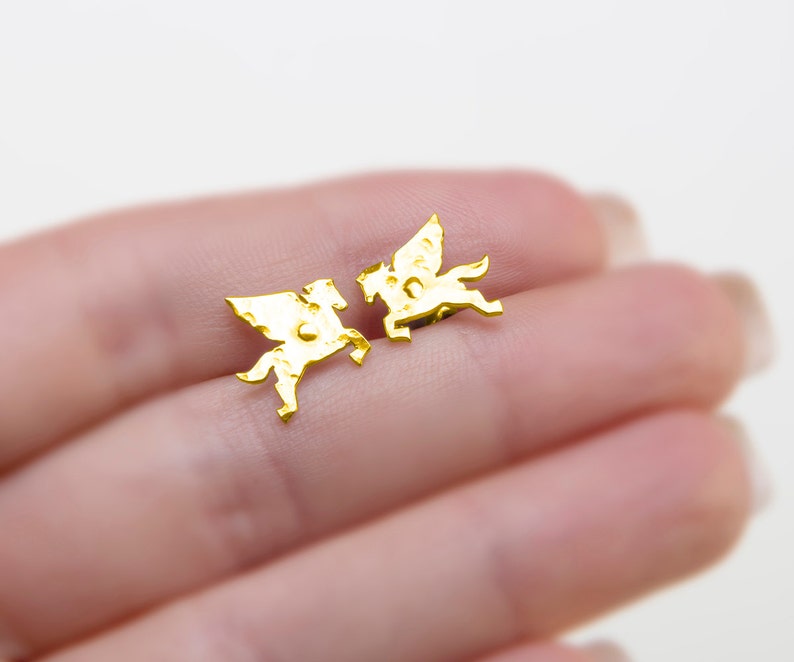 Greek Mythology Pegasus Earrings Horse Earrings Gold Winged - Etsy