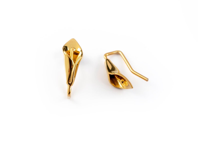 Calla Lily ear climbers in solid Yellow Gold with polished finish.