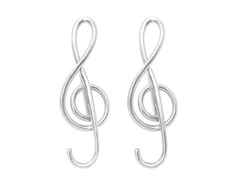 G clef earrings Titanium, treble clef music symbol, wire wrapped jewelry music