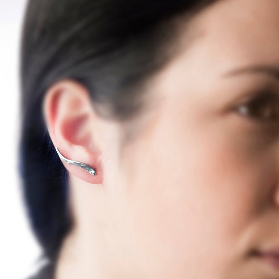 Long Hammered Blue Rectangle Titanium Earrings