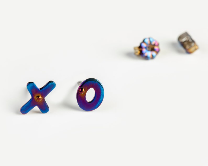XOXO Earrings Titanium Hugs and Kisses Studs Letter Earrings Etsy