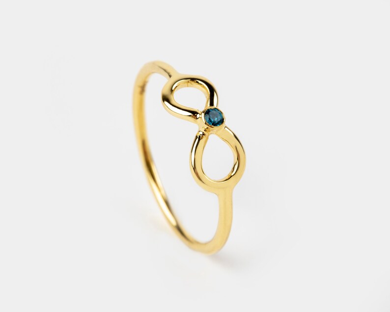 YELLOW GOLD Infinity Ring Blue Topaz Jewelry Eternity Symbol Etsy