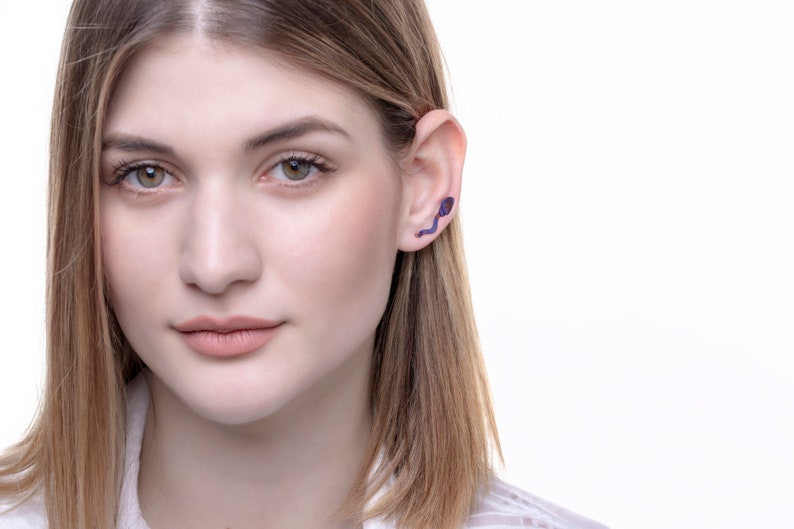 Sperm earrings Titanium kawaii ear cuffs funny ear climber | Etsy
