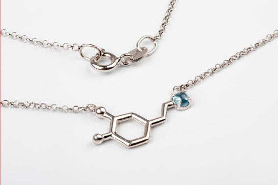 Dopamine WHITE GOLD Chemistry Necklace 