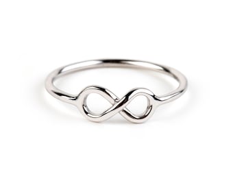 Infinity ring Gold solid, promise jewelry classy, eternity ring golden