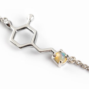 Dopamine Bracelet birthstone, science jewelry molecule, Sterling Silver bracelet image 2