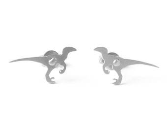 Dinosaur earring Titanium, velociraptor studs tiny, prehistoric animal jewelry