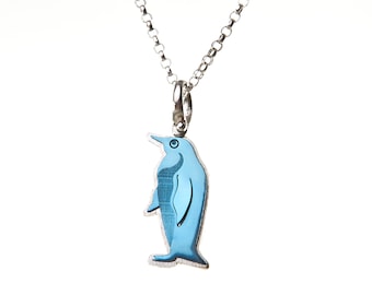 Emperor Penguin necklace, tiny penguin charm silver, titanium penguin jewelry animal